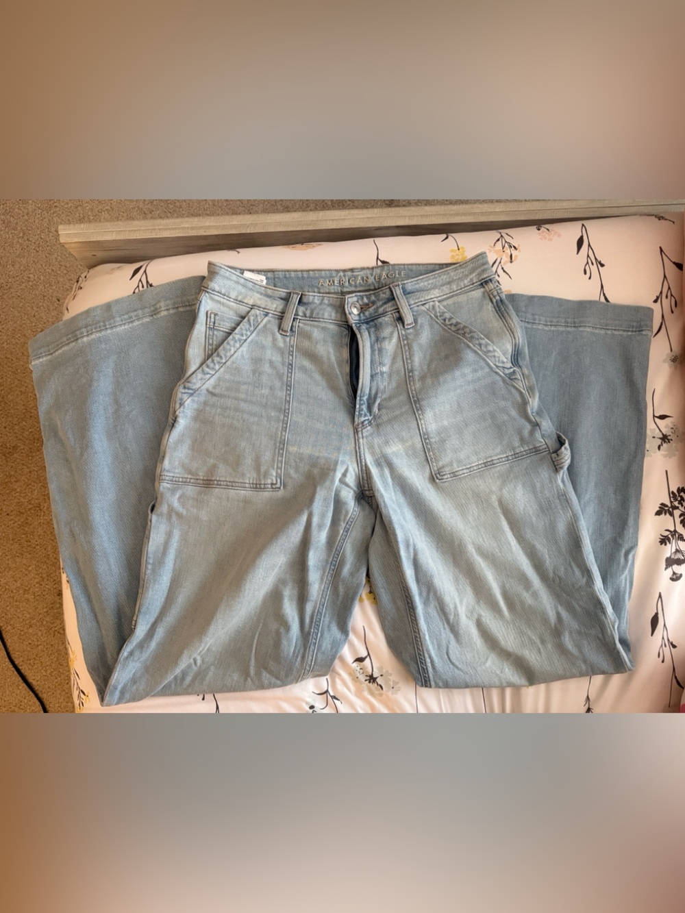 American Eagle Outfitters Light Blue Flare Carpenter Jeans